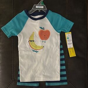 Carter's Teal and White Kids Pajama Set with Fruit Design